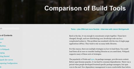 Screenshot Site Comparison of Build Tools