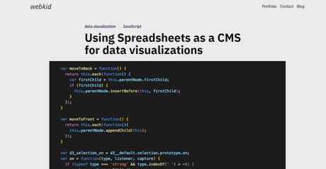 Screenshot Site Using Spreadsheets as a CMS for data visualizations